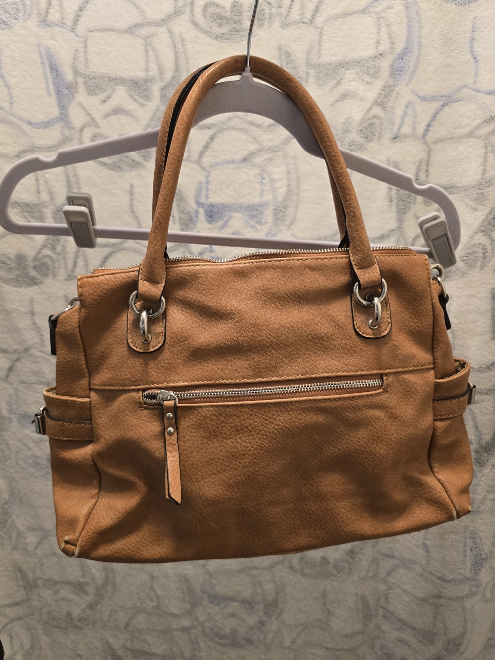 Women's Tan Faux Leather Crossbody Satchel - Versatile Everyday Bag